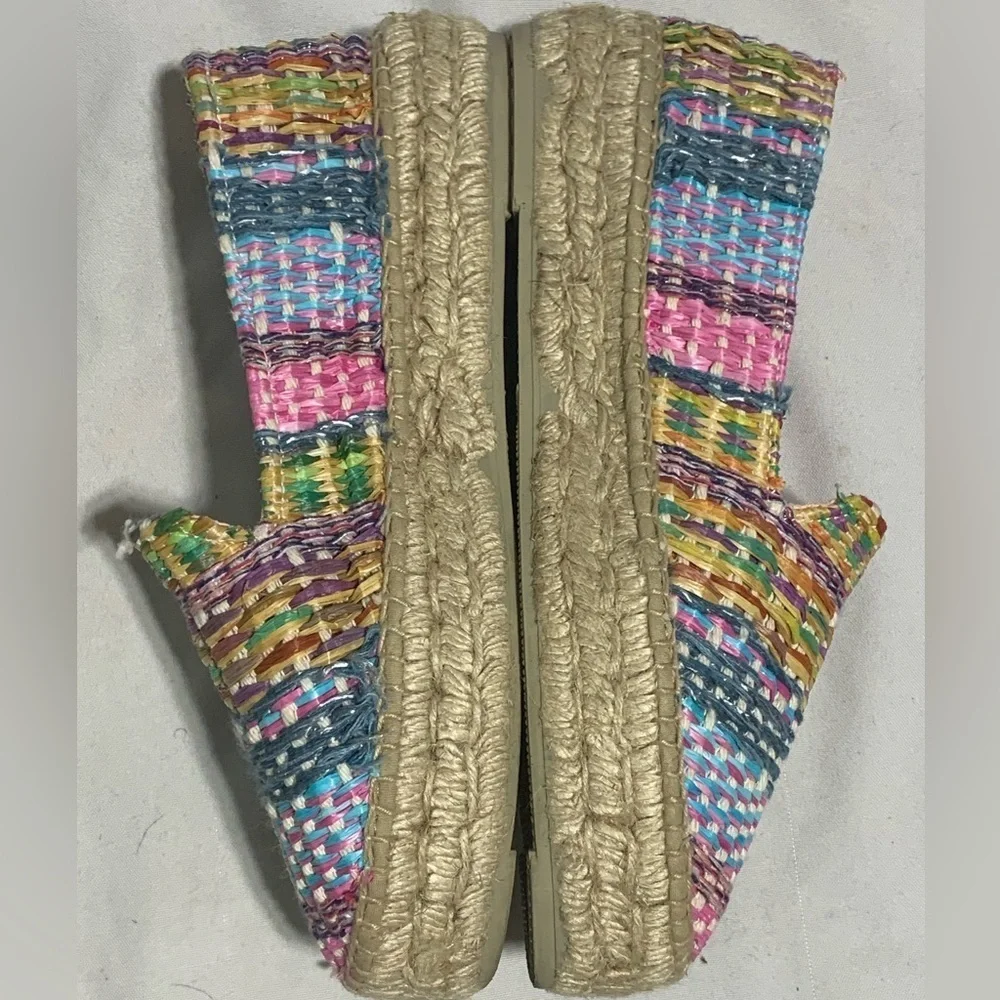 Manebí Women's Bright Tweed Almond Toe Raffia Neon Espadrille Shoes Size 40 (10)